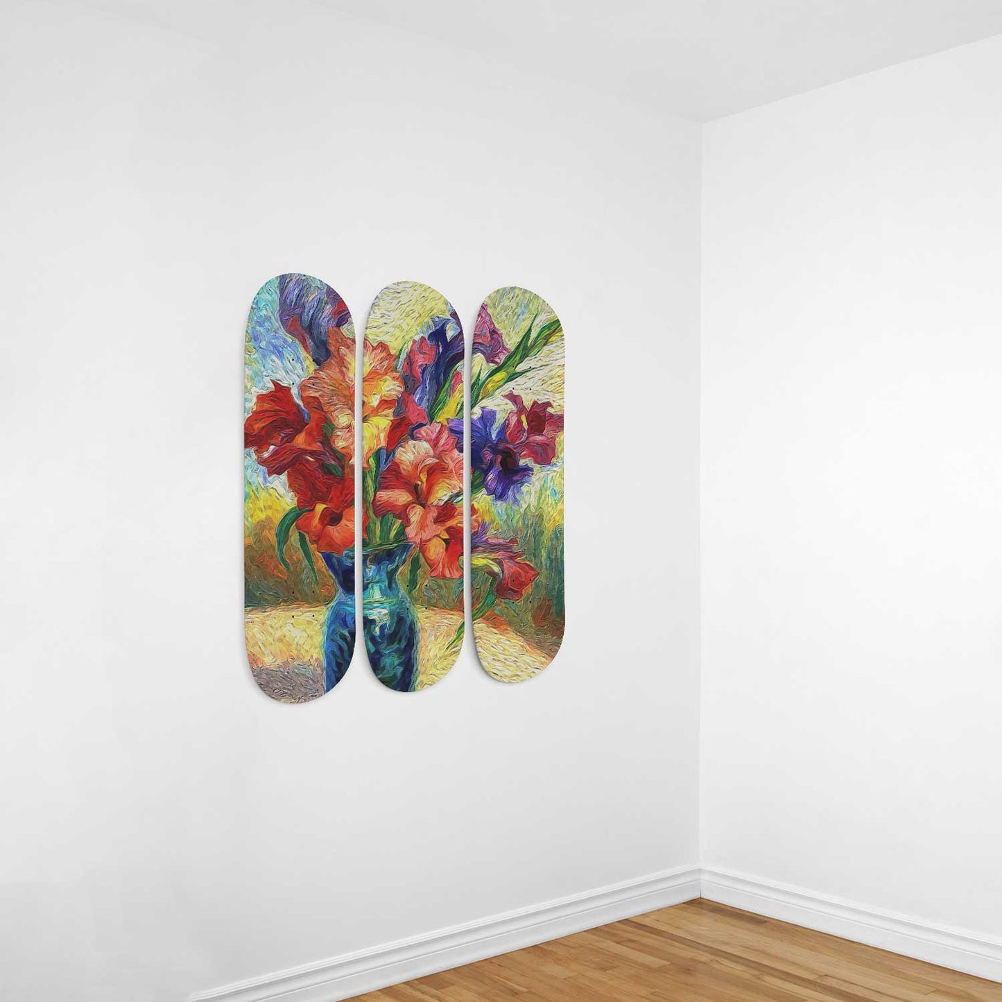 Van Gogh Gladioli Inside the Base 3-Deck Skateboard Wall Art: A Masterpiece With Floral Design