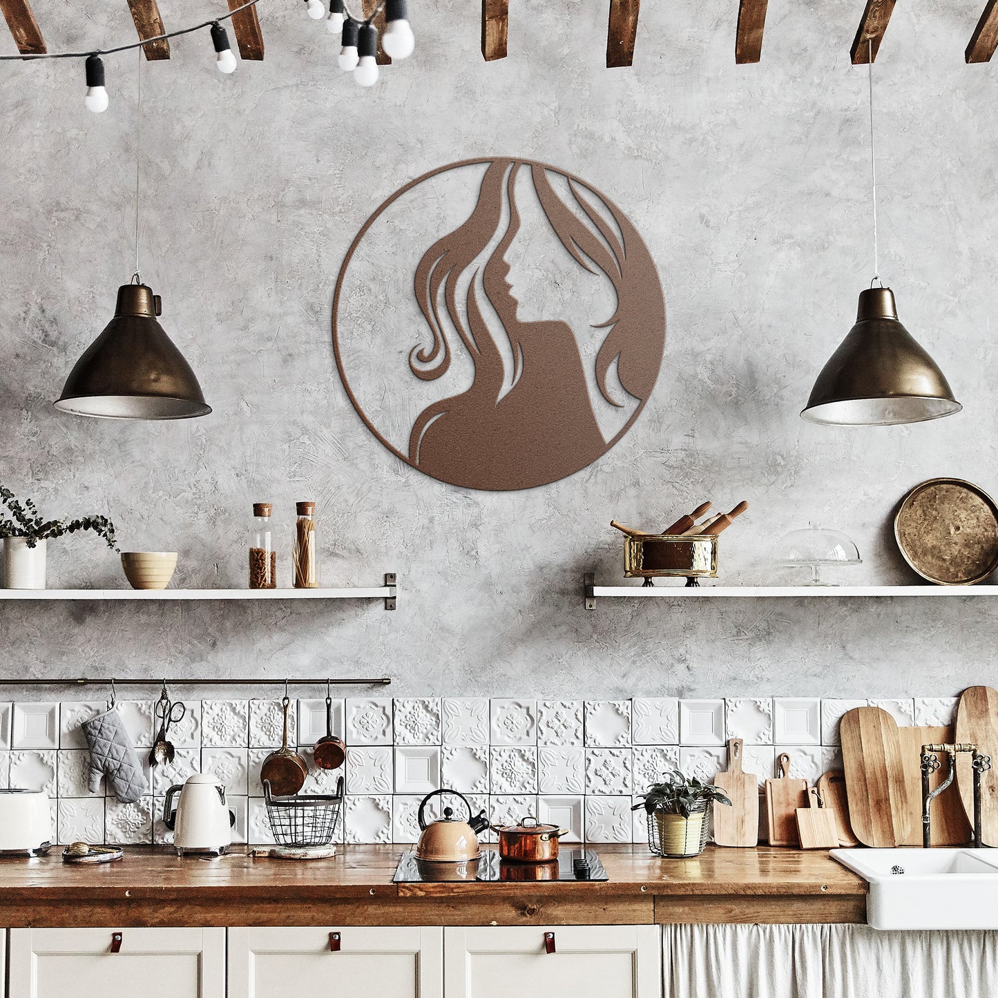 Glance of a Lady Metal Wall Art