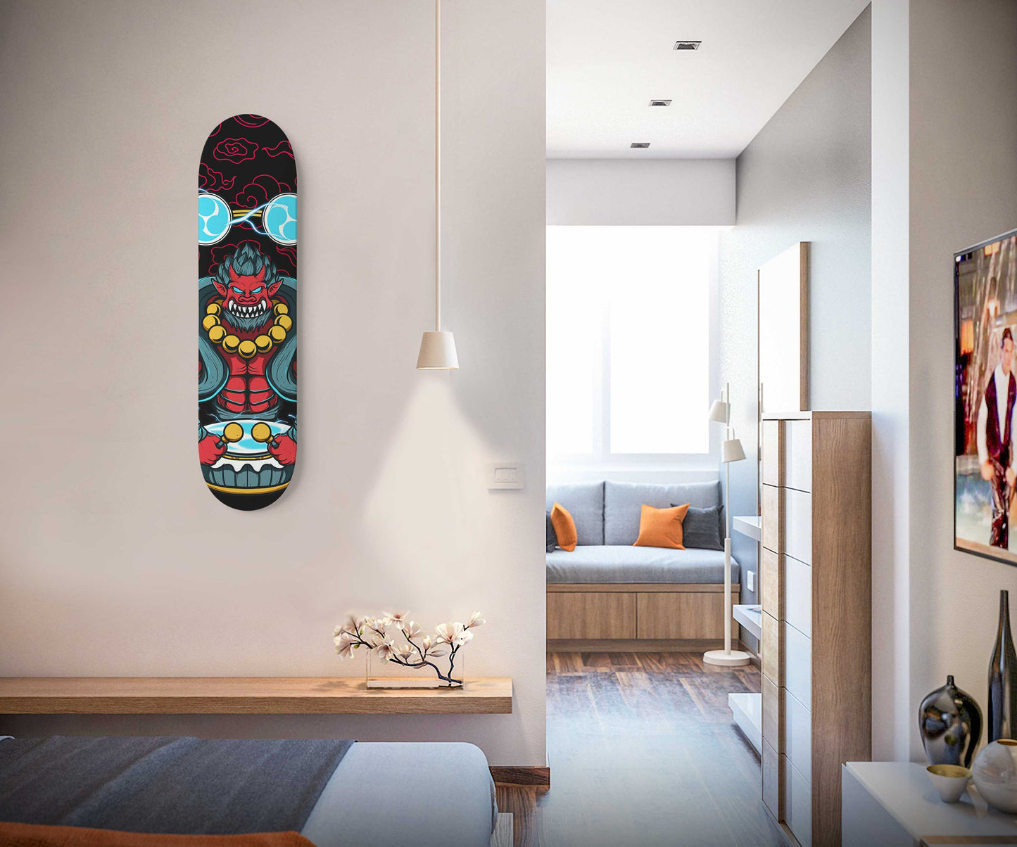 God of Thunder Raijin Skateboard Wall Art