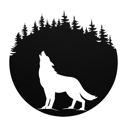 Howling Wolf Metal Wall Art