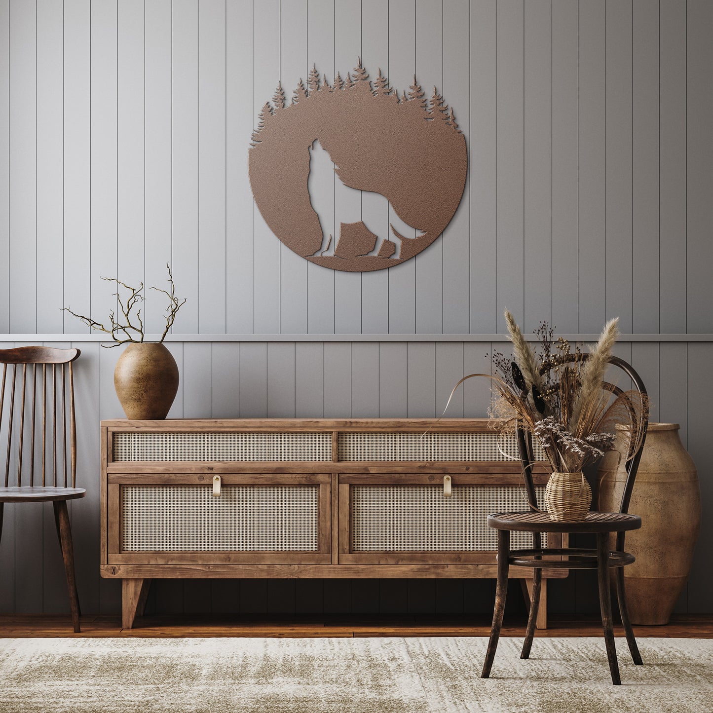 Howling Wolf Metal Wall Art