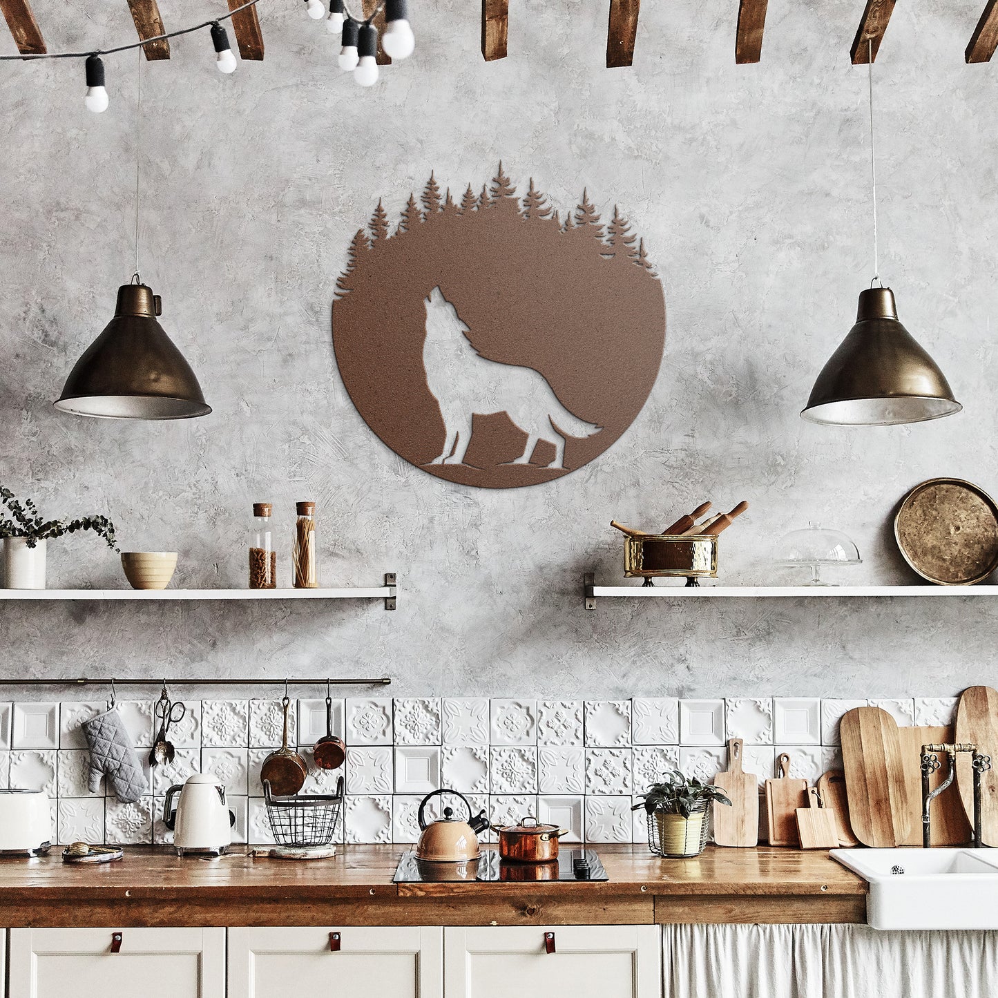 Howling Wolf Metal Wall Art