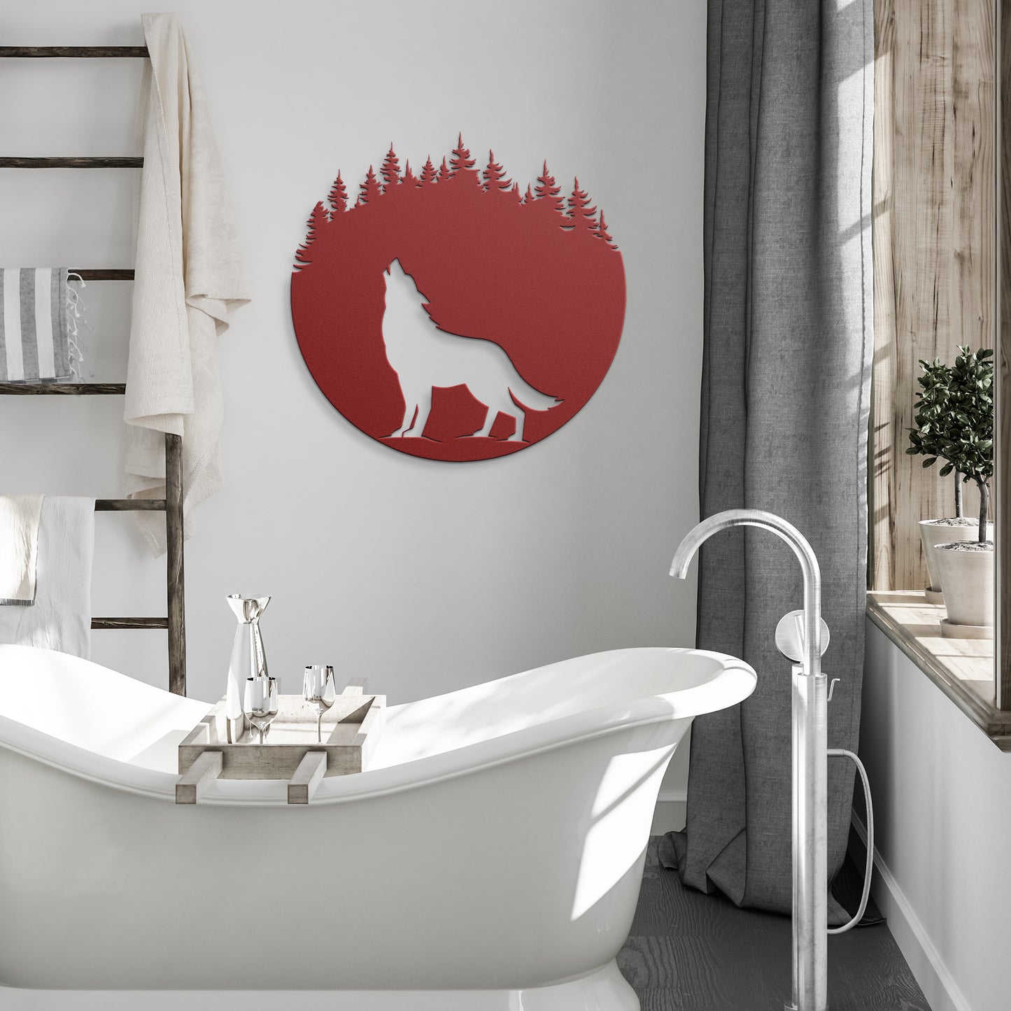 Howling Wolf Metal Wall Art