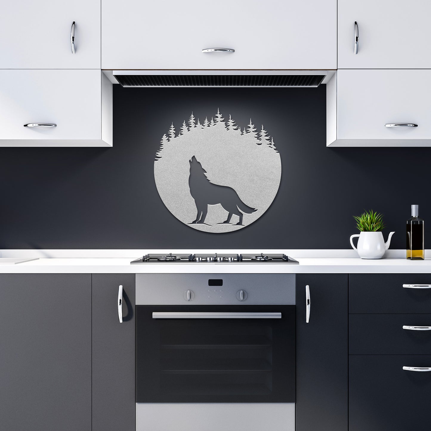 Howling Wolf Metal Wall Art