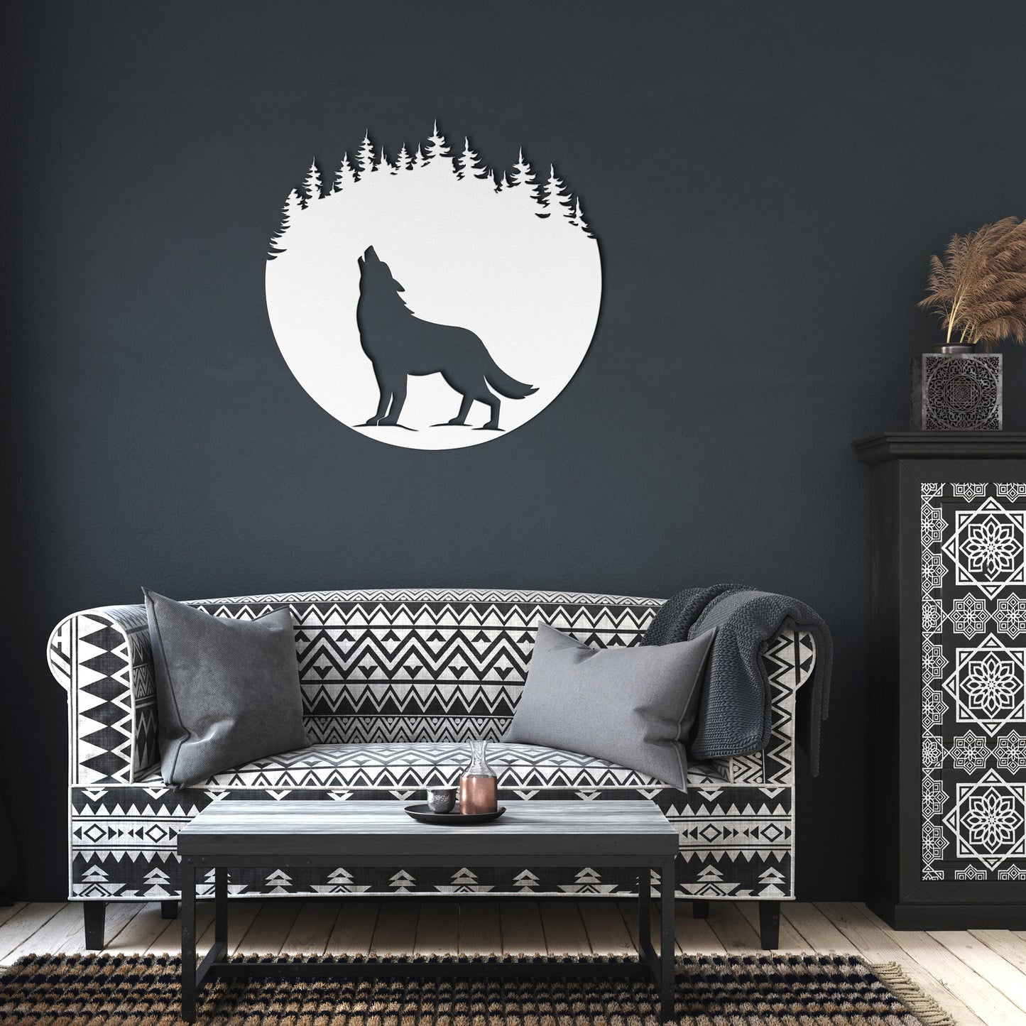 Howling Wolf Metal Wall Art