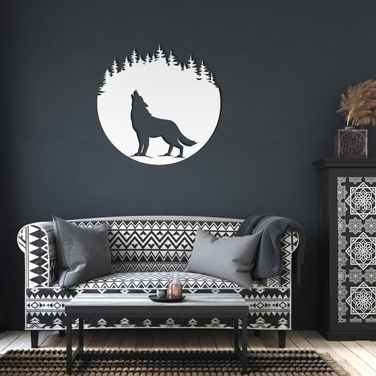 Howling Wolf Metal Wall Art