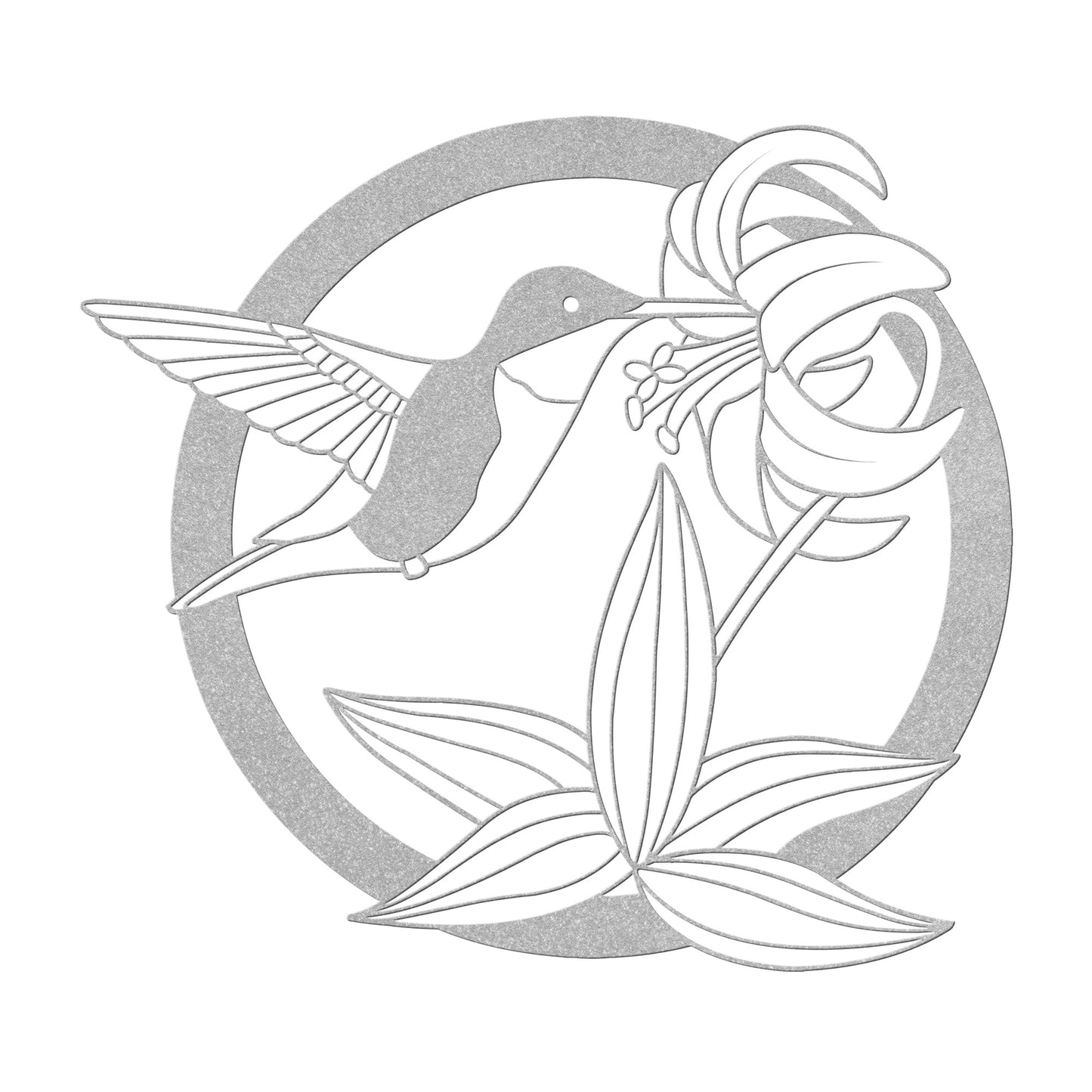 Humming Bird with Flower Metal Wall Art