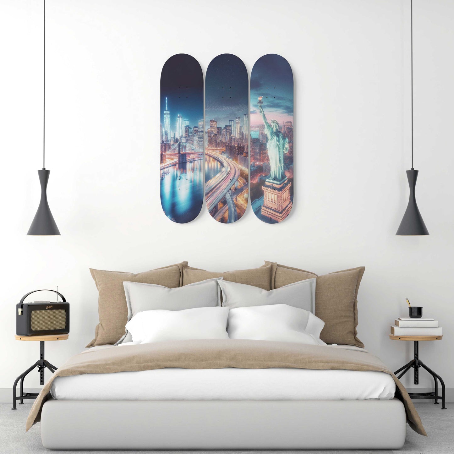 I Love New York  Cityscaper 3-Deck Skateboard Wall Art