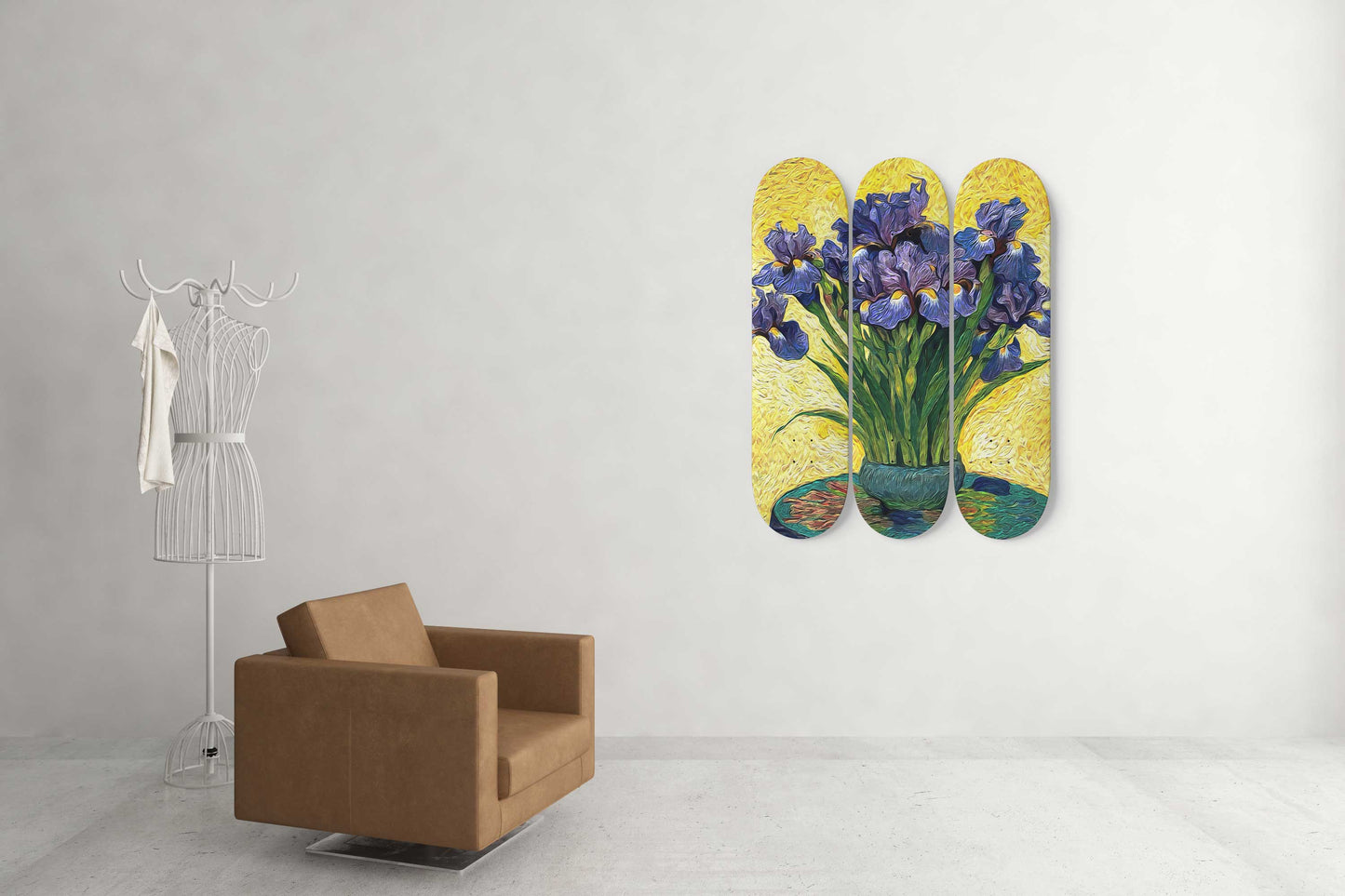Van Gogh Irises in a Base 3-Deck Skateboard Wall Art: Beautiful Flower
