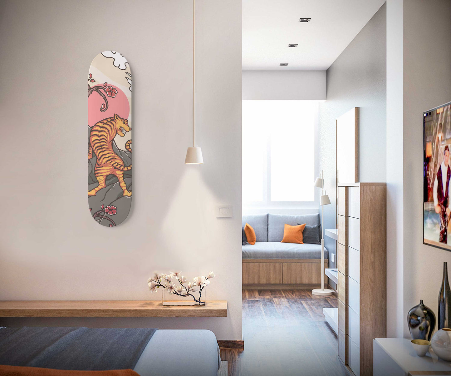 Japanese Tiger Design Skateboard Wall Art