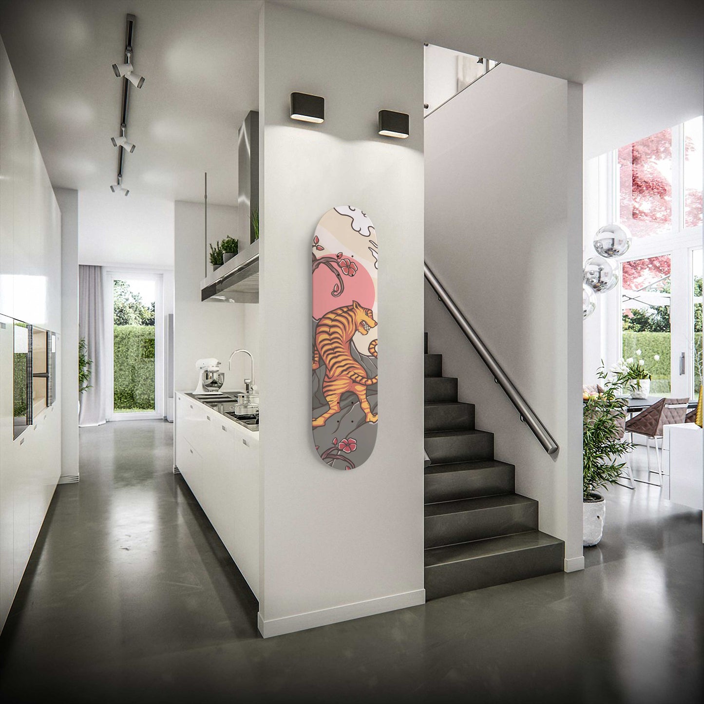 Japanese Tiger Design Skateboard Wall Art