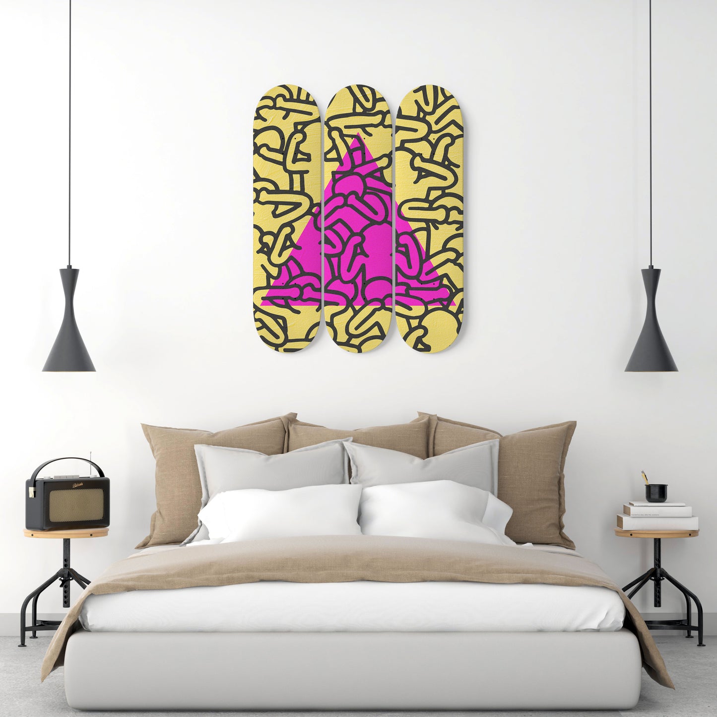 Keith Haring Silence #5.0 3 Deck Skateboard Wall Art - Iconic Street Art Decor