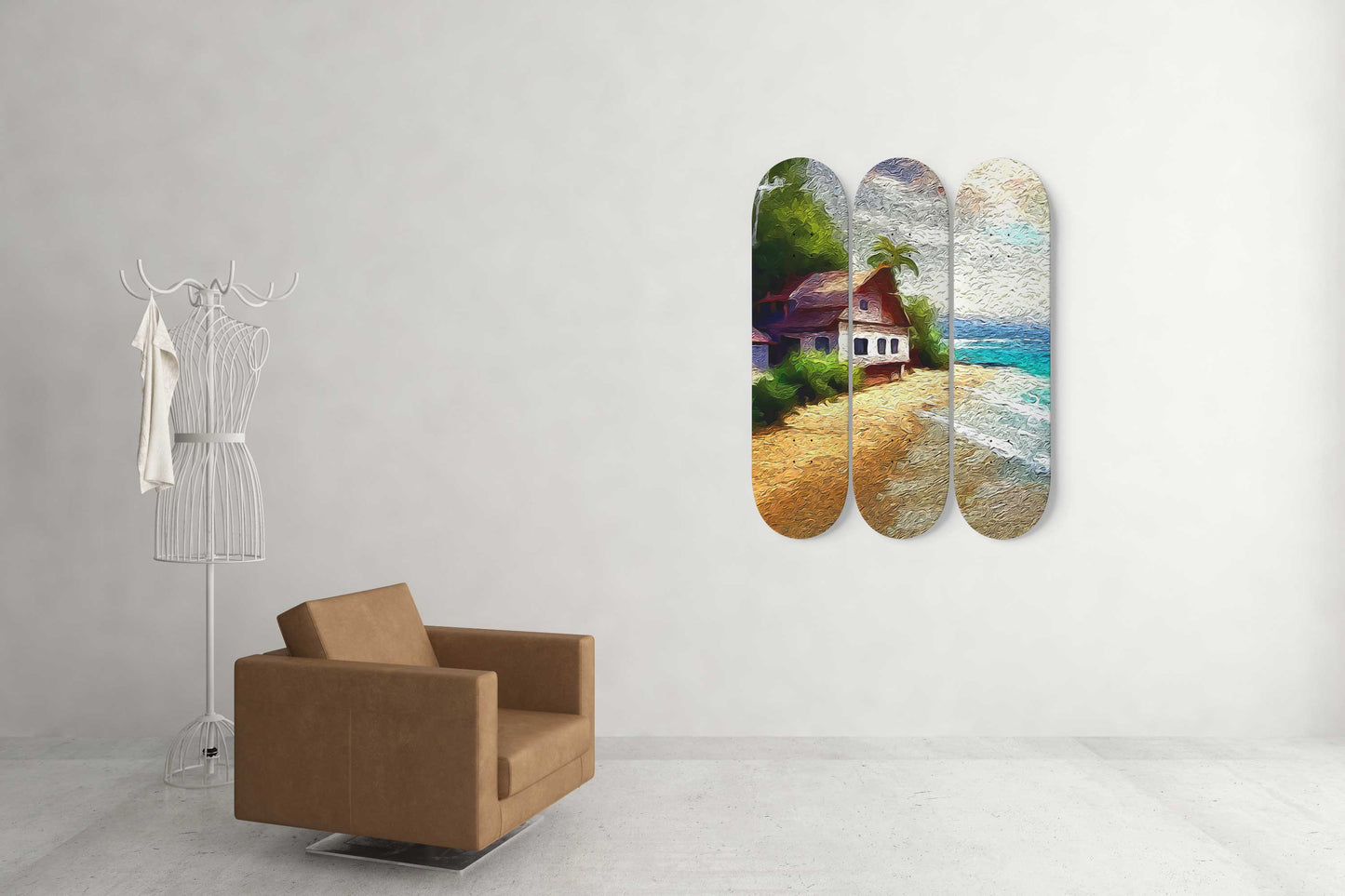 Van Gogh Life with a Beach 3-Deck Skateboard Wall Art:Seaside Serenity, Masterpiece