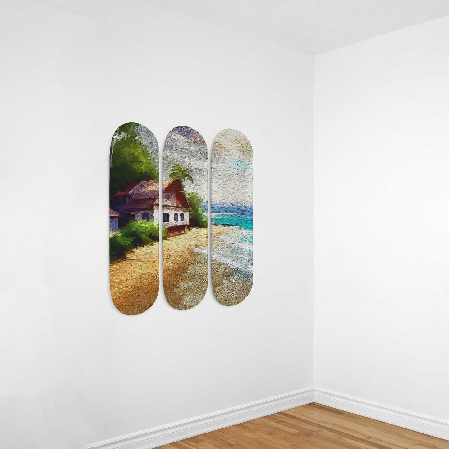 Van Gogh Life with a Beach 3-Deck Skateboard Wall Art:Seaside Serenity, Masterpiece