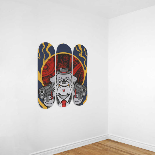 Mafia Dog 3-Deck Skateboard Wall Art: Urban Canine Design
