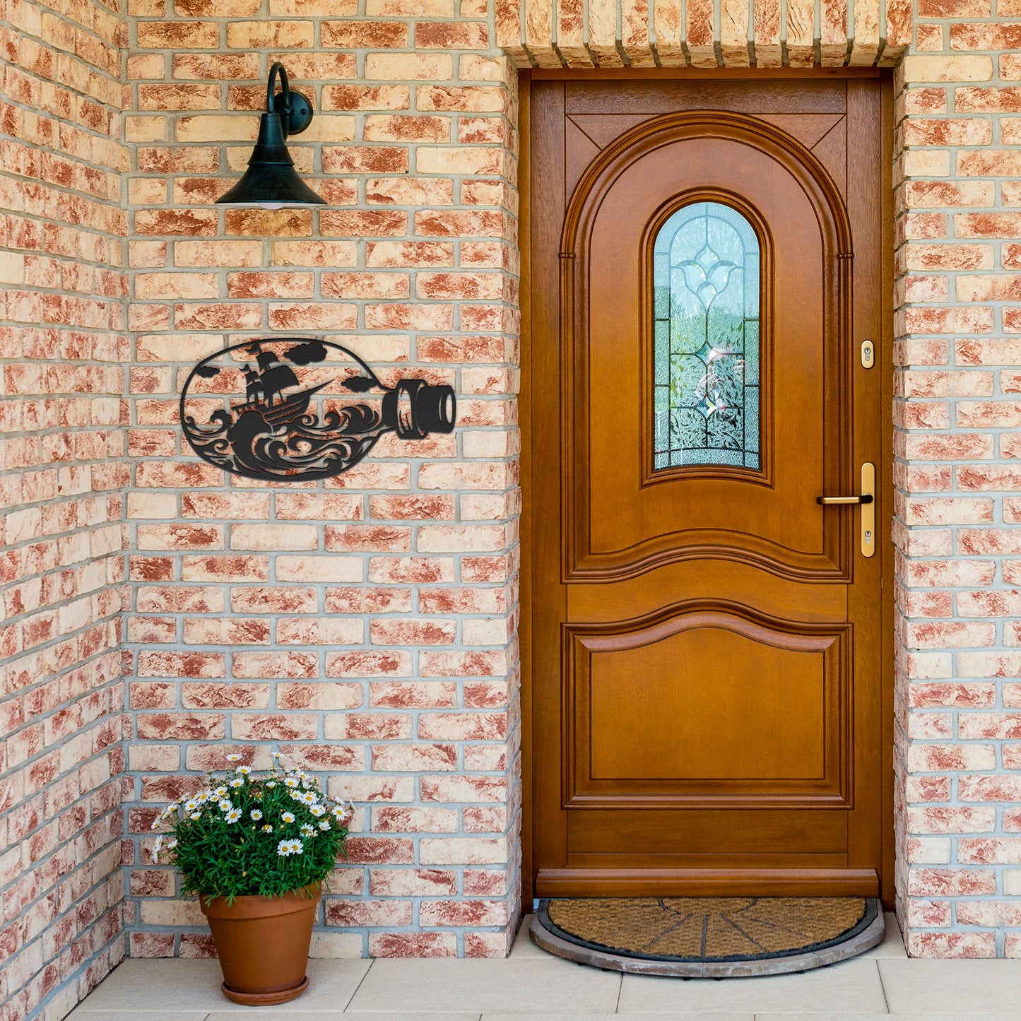 Magical Ship in a Bottle Metal Wall Art