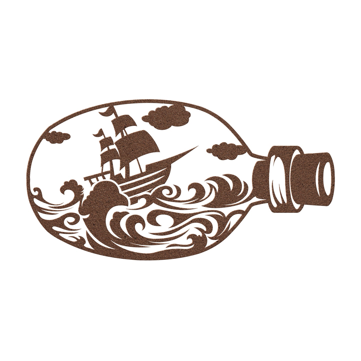 Magical Ship in a Bottle Metal Wall Art