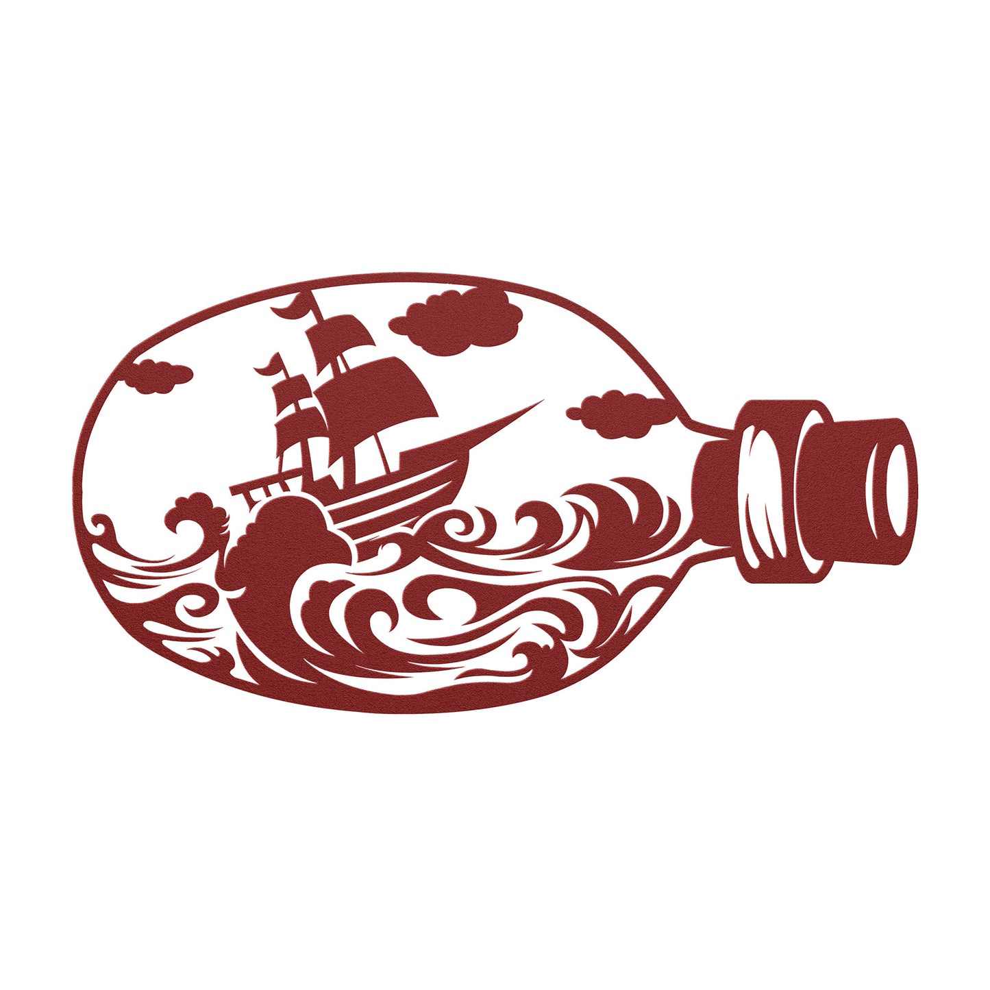 Magical Ship in a Bottle Metal Wall Art