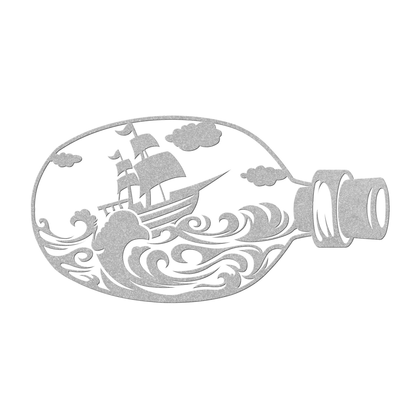 Magical Ship in a Bottle Metal Wall Art