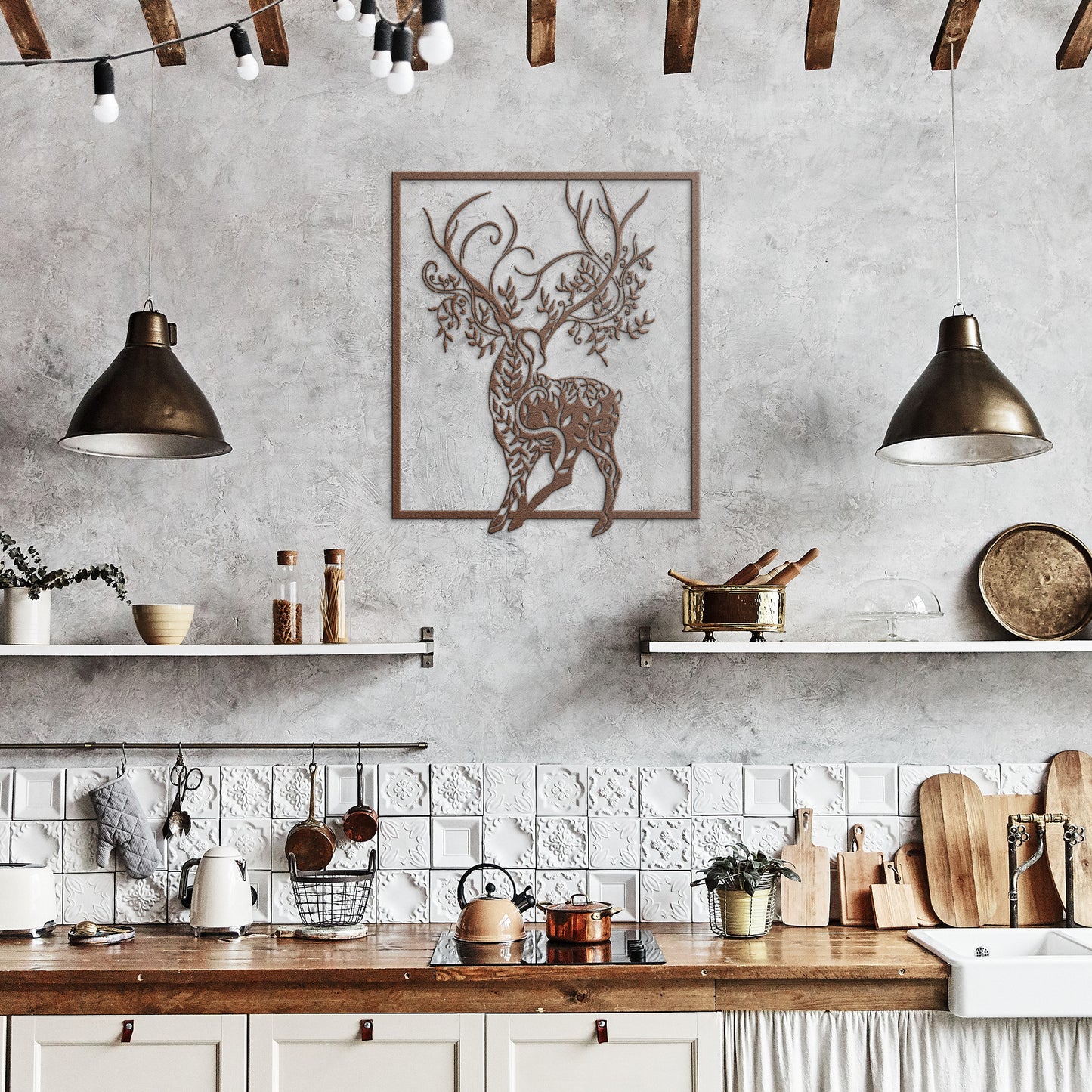 Magical Buck Silhouette Metal Wall Art
