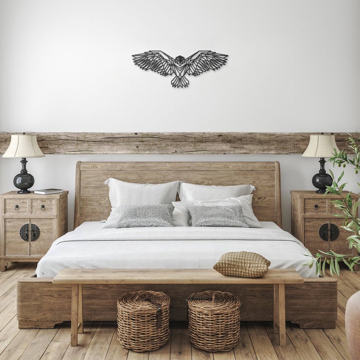 Magnificent Owl Spreading Wings Metal Wall Art