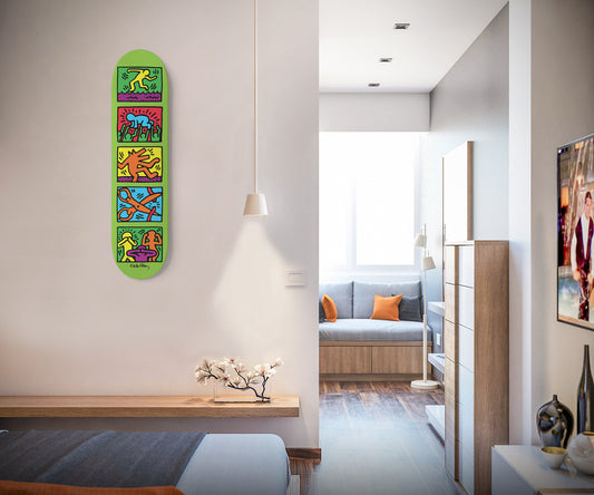 Keith Haring 1989 - Retrospect Neo Colors - Skateboard Wall Art