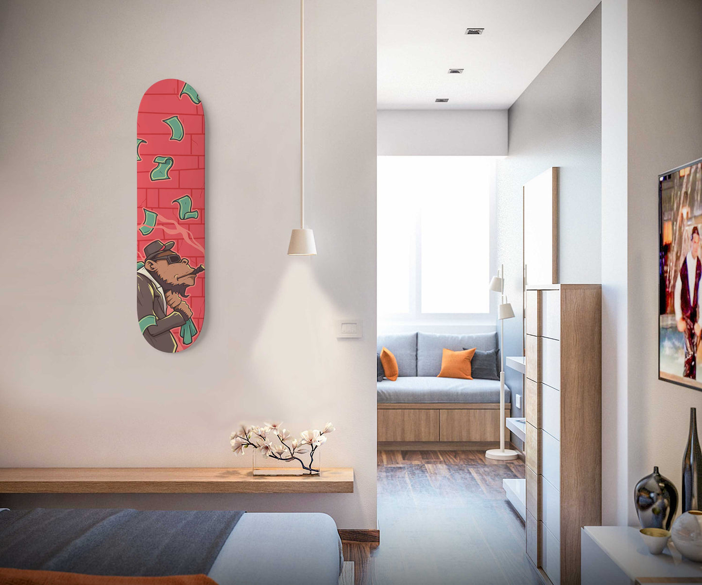 Money Hustle Skateboard Wall Art