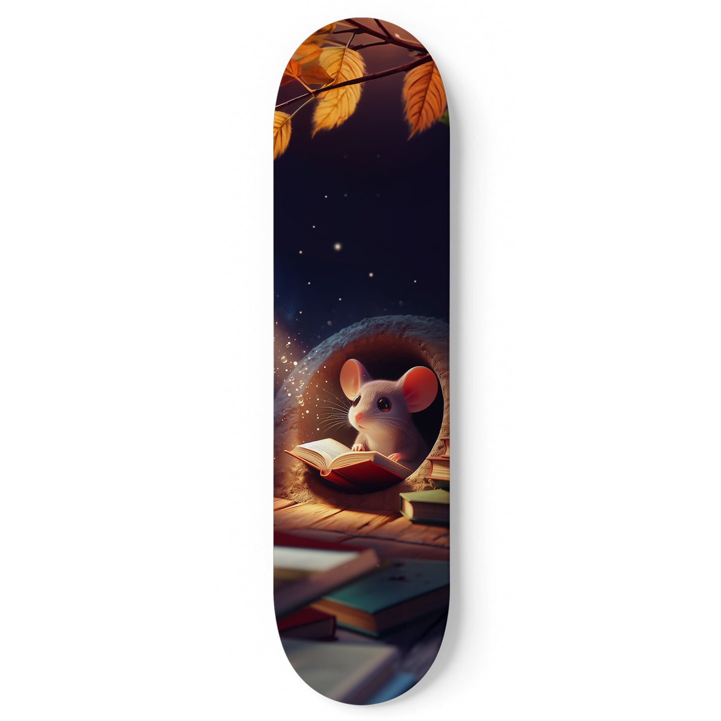 Mouse Reading Book #1.0 1-Deck Skateboard Wall Art