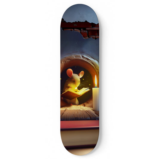 Mouse Reading Book #2.0 1-Deck Skateboard Wall Art