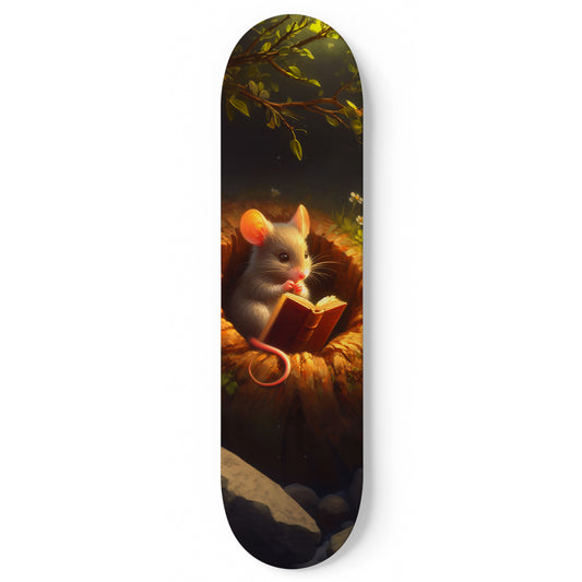 Mouse Reading Book #5.0 1-Deck Skateboard Wall Art
