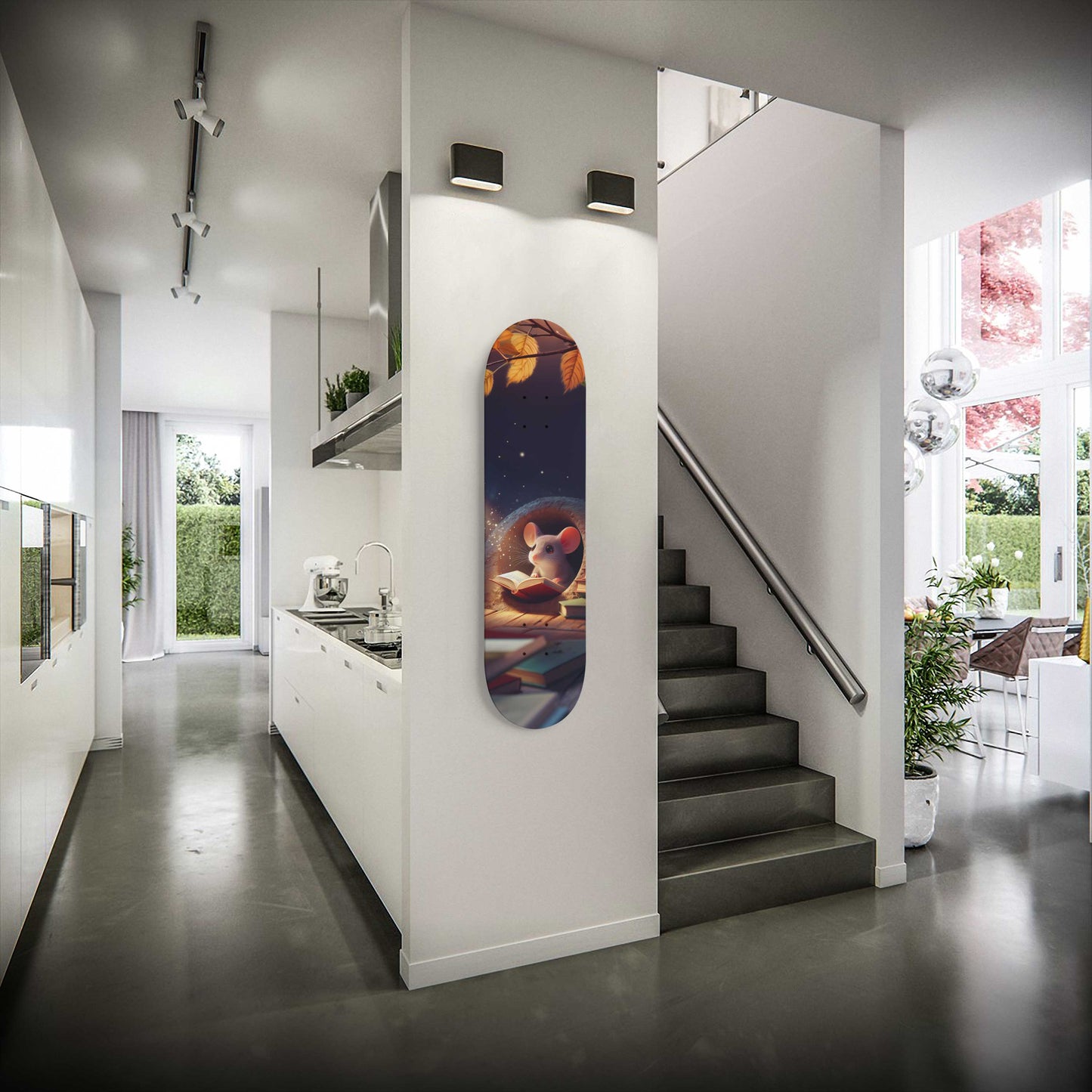 Mouse Reading Book #1.0 1-Deck Skateboard Wall Art