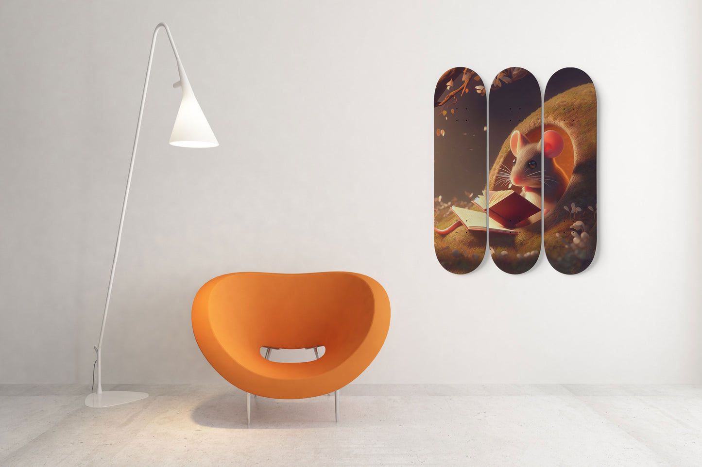 Mouse Reading Book #3.0 3-Deck Skateboard Wall Art