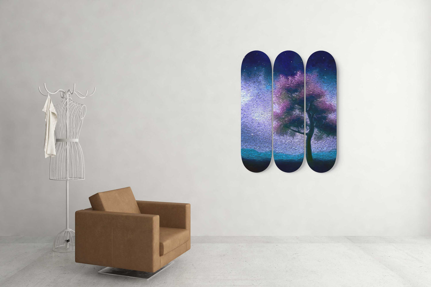 Van Gogh Mulberry Tree Under Starry Night 3-Deck Skateboard Wall Art