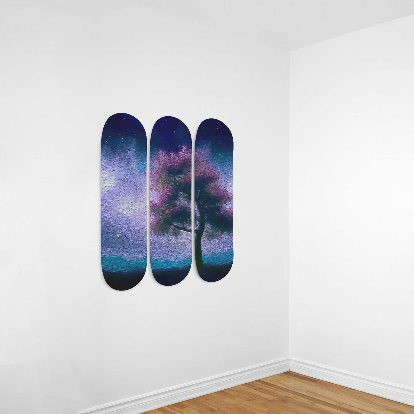Van Gogh Mulberry Tree Under Starry Night 3-Deck Skateboard Wall Art