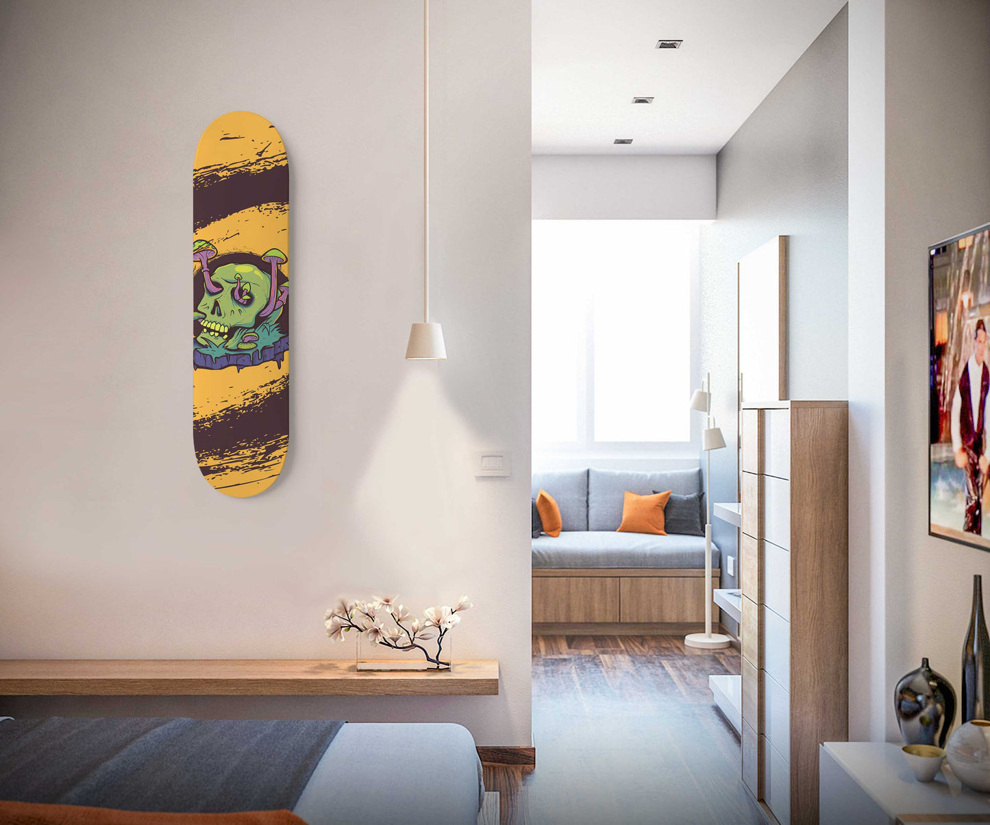 Mushroom Skull Skateboard Wall Art