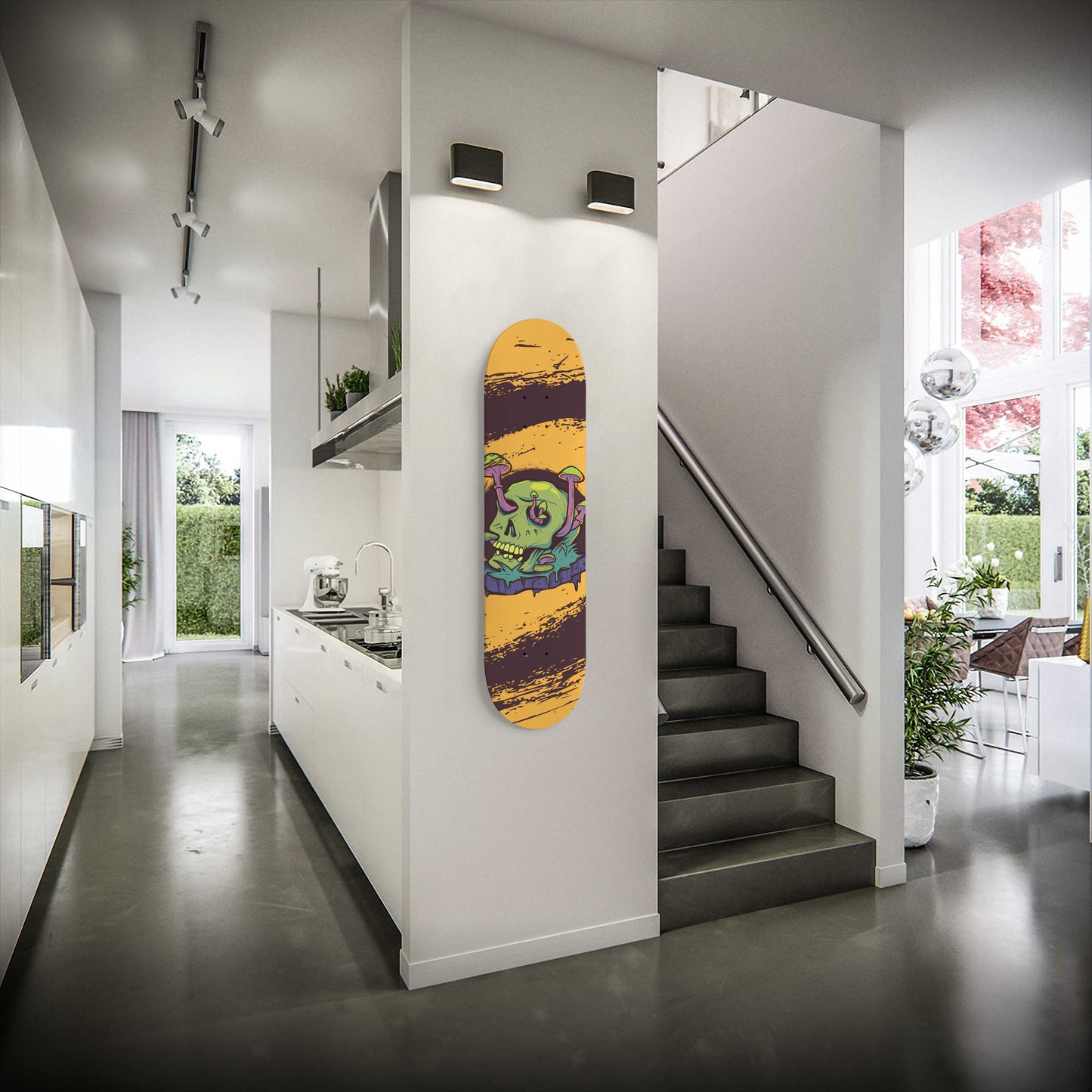 Mushroom Skull Skateboard Wall Art