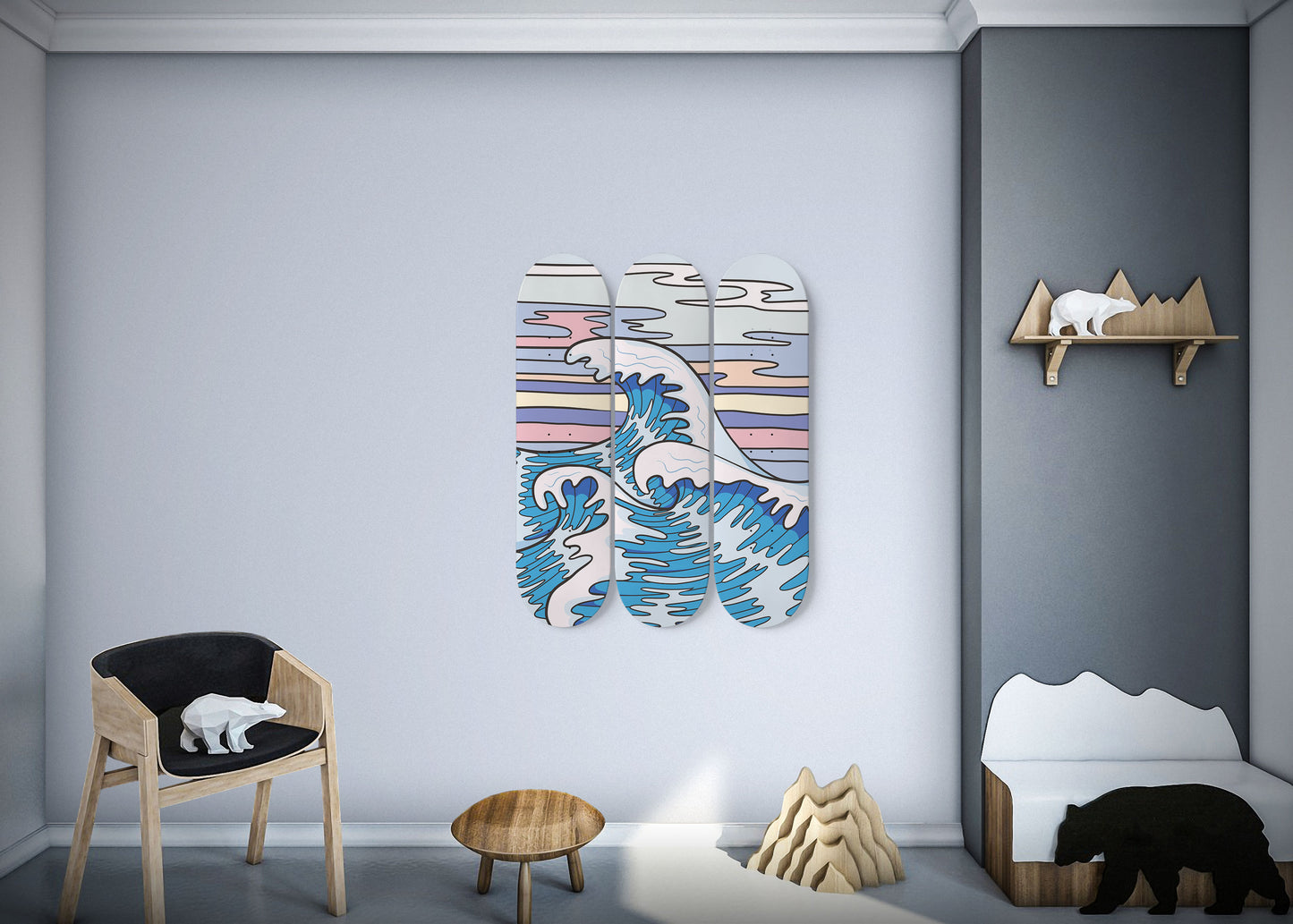 Ocean Odessy 3 Deck Skateboard Wall Art