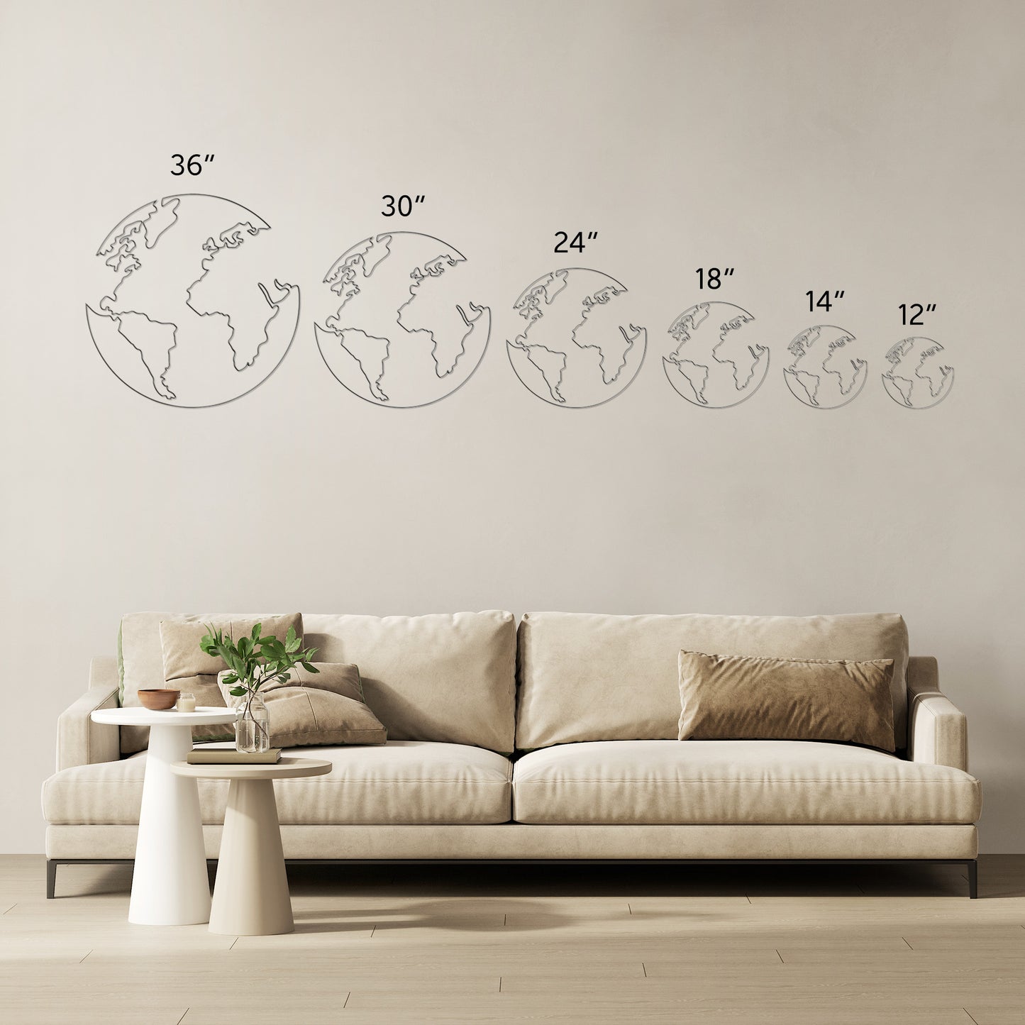 One Line Global Map Metal Wall Art