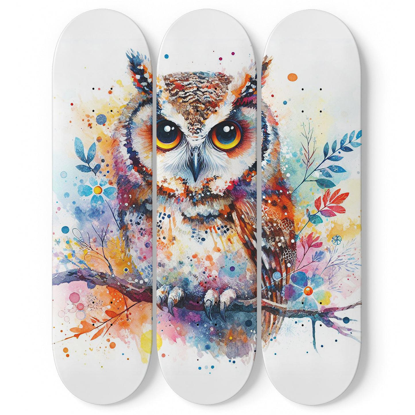 Owl #1.0 3-Deck Skateboard Wall Art