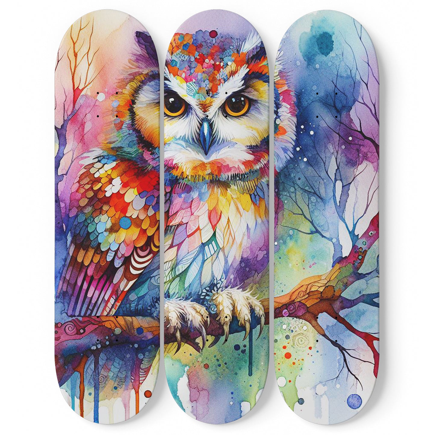 Owl #2.0 3-Deck Skateboard Wall Art