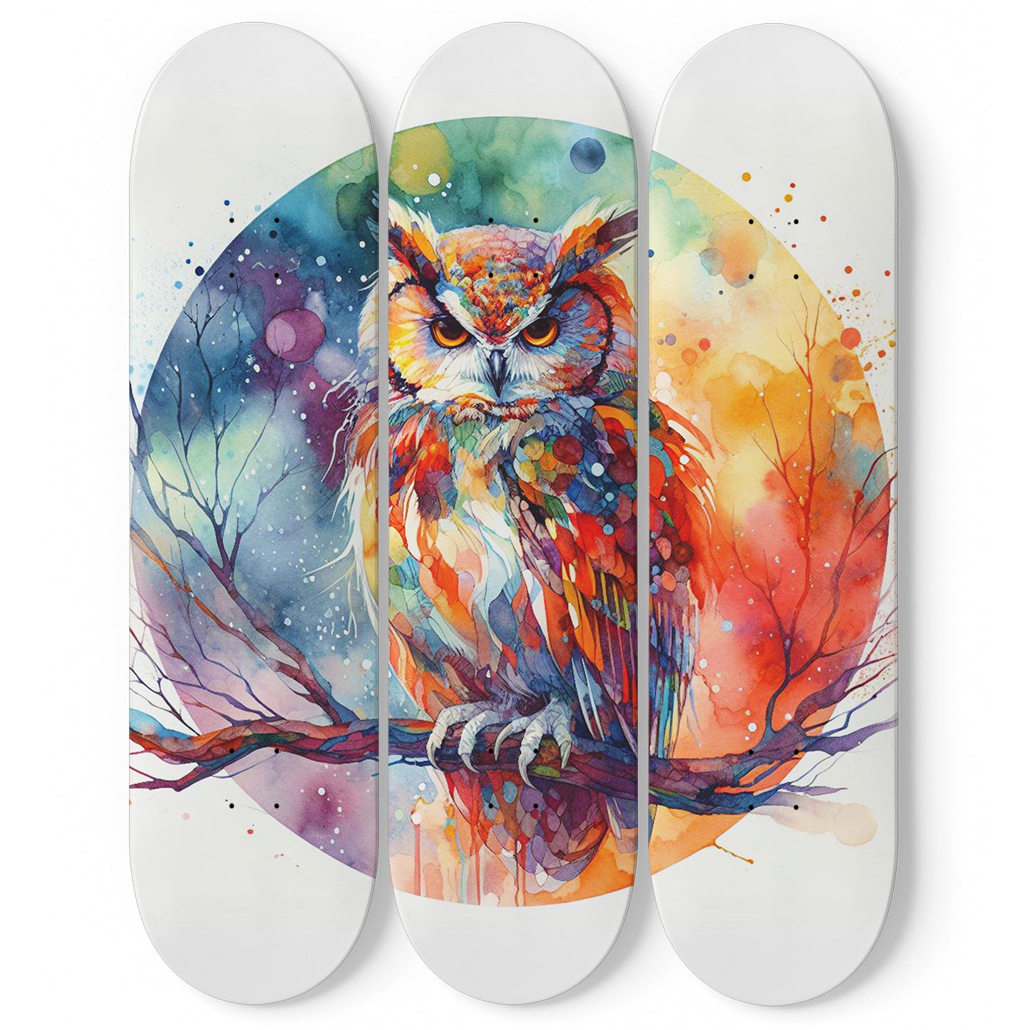 Owl#3.0 3-Deck Skateboard Wall Art