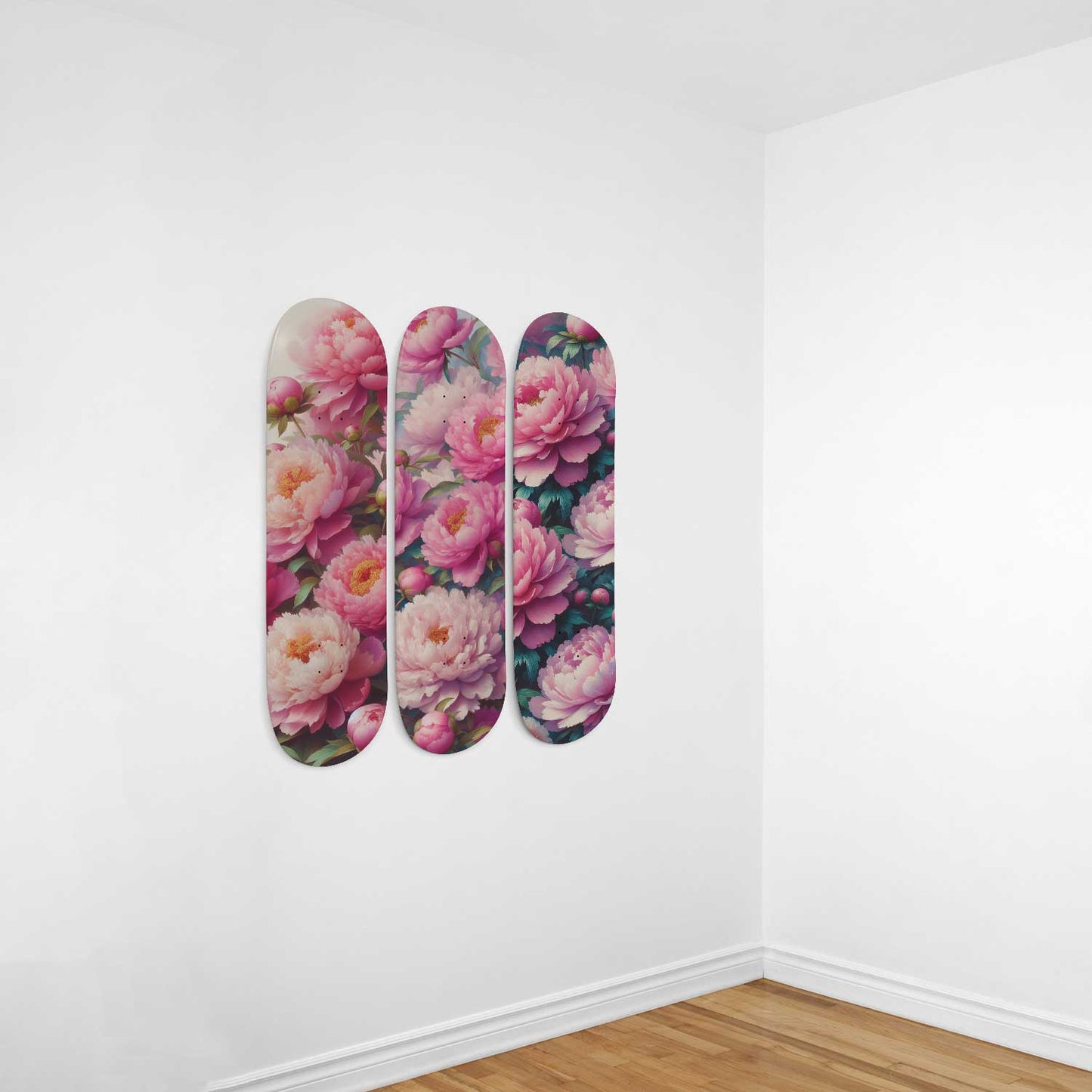 Peony Garden 3-Deck Skateboard Wall Art