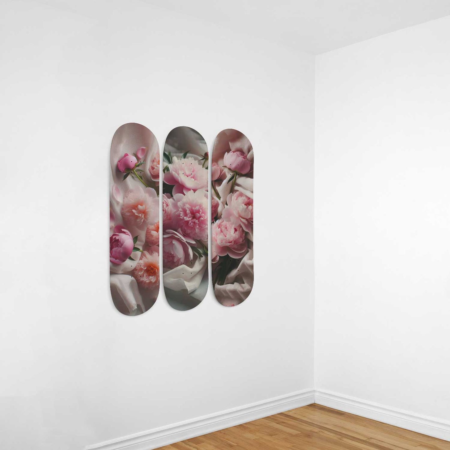 Peony on bed 3-Deck Skateboard Wall Art