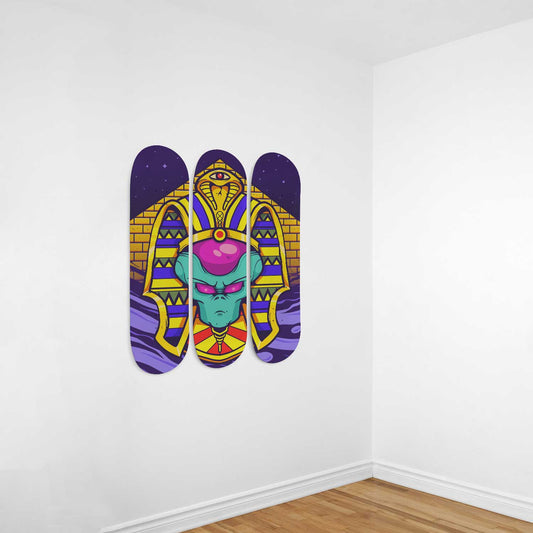 Pharaoh's Secret 3-Deck Skateboard Wall Art: Mystical Treasures