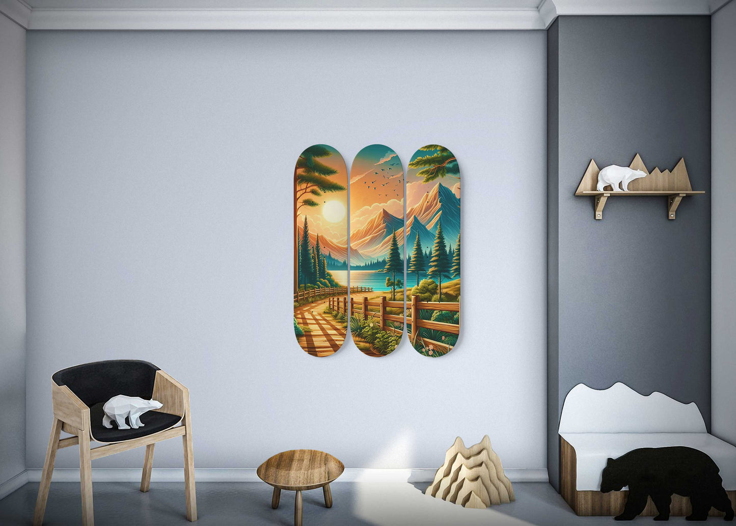Pine Tree 3-Deck Skateboard Wall Art