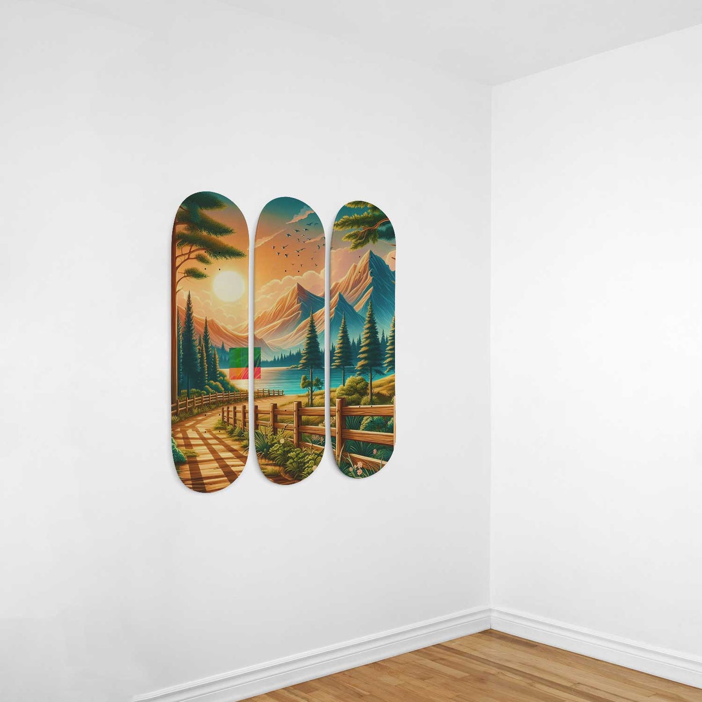 Pine Tree 3-Deck Skateboard Wall Art