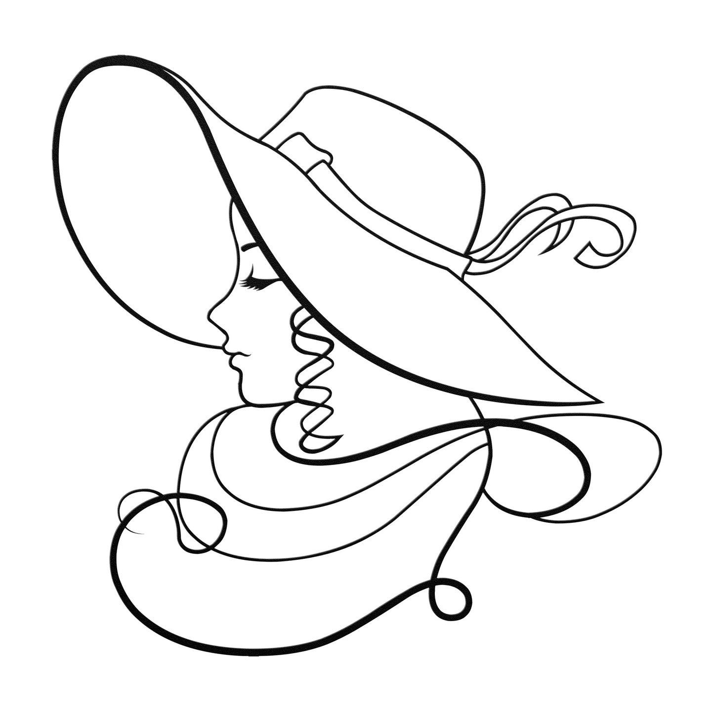 Pretty Lady in a Hat Metal Wall Art