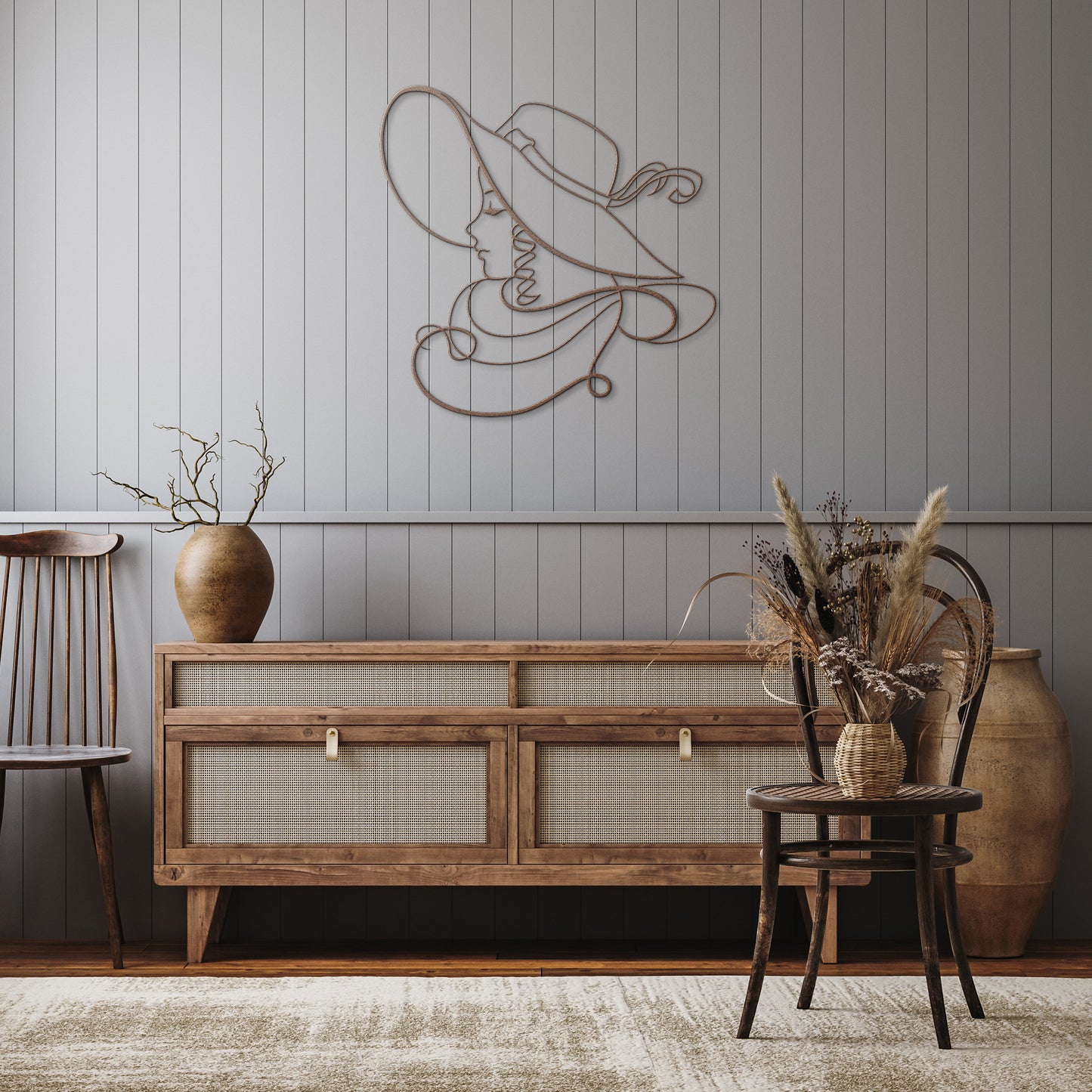 Pretty Lady in a Hat Metal Wall Art