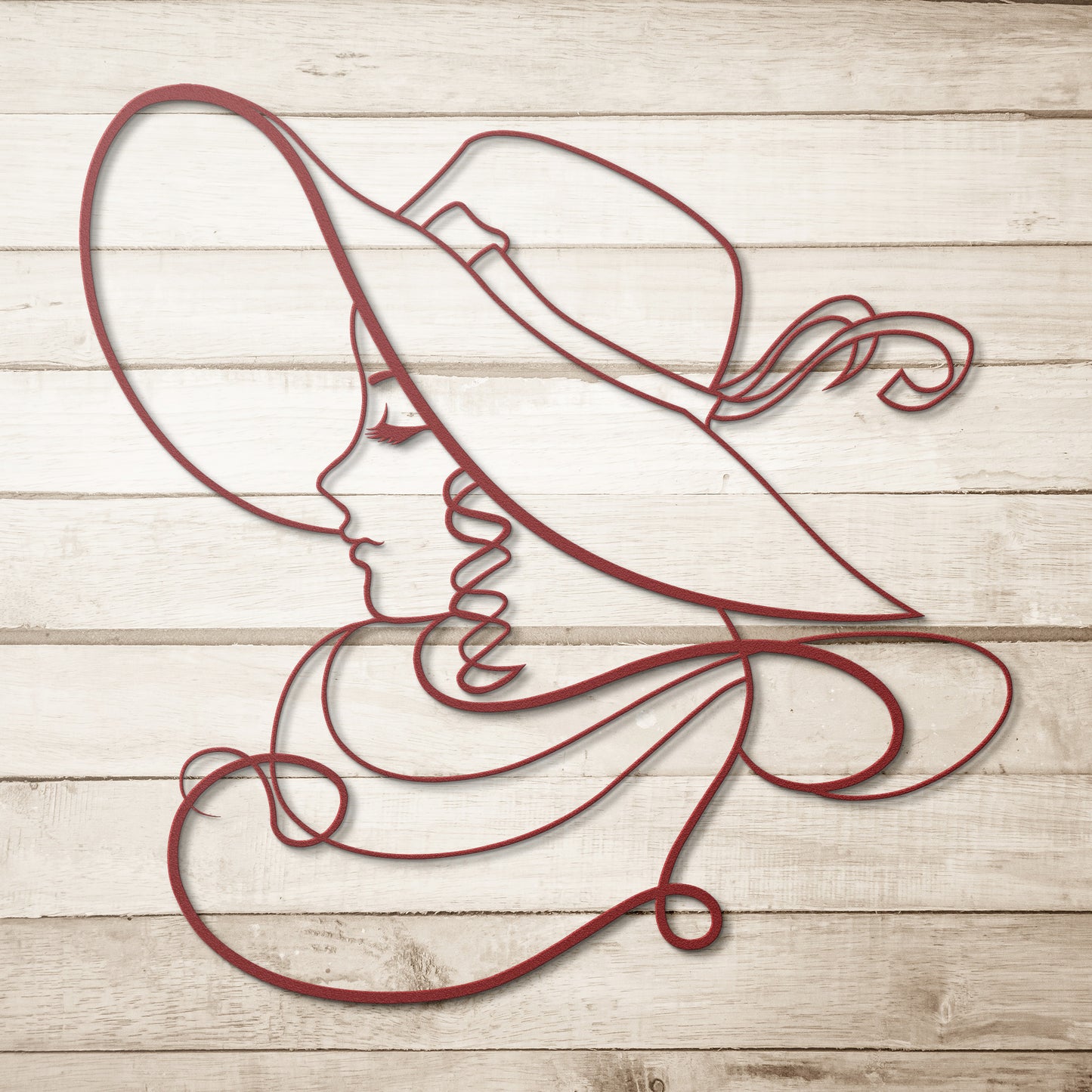 Pretty Lady in a Hat Metal Wall Art
