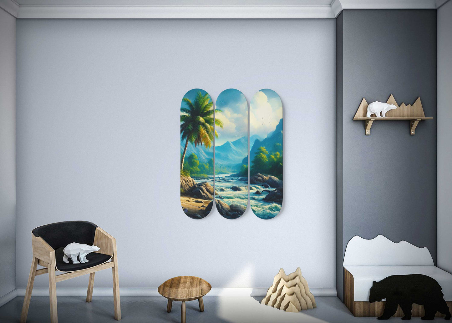 River 3-Deck Skateboard Wall Art